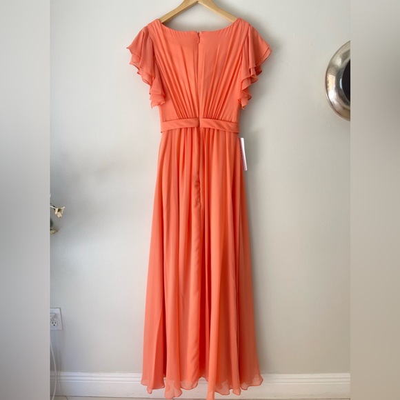 Azazie A-Line Ruched Chiffon Floor-Length Dress Sunset - Picture 4 of 11